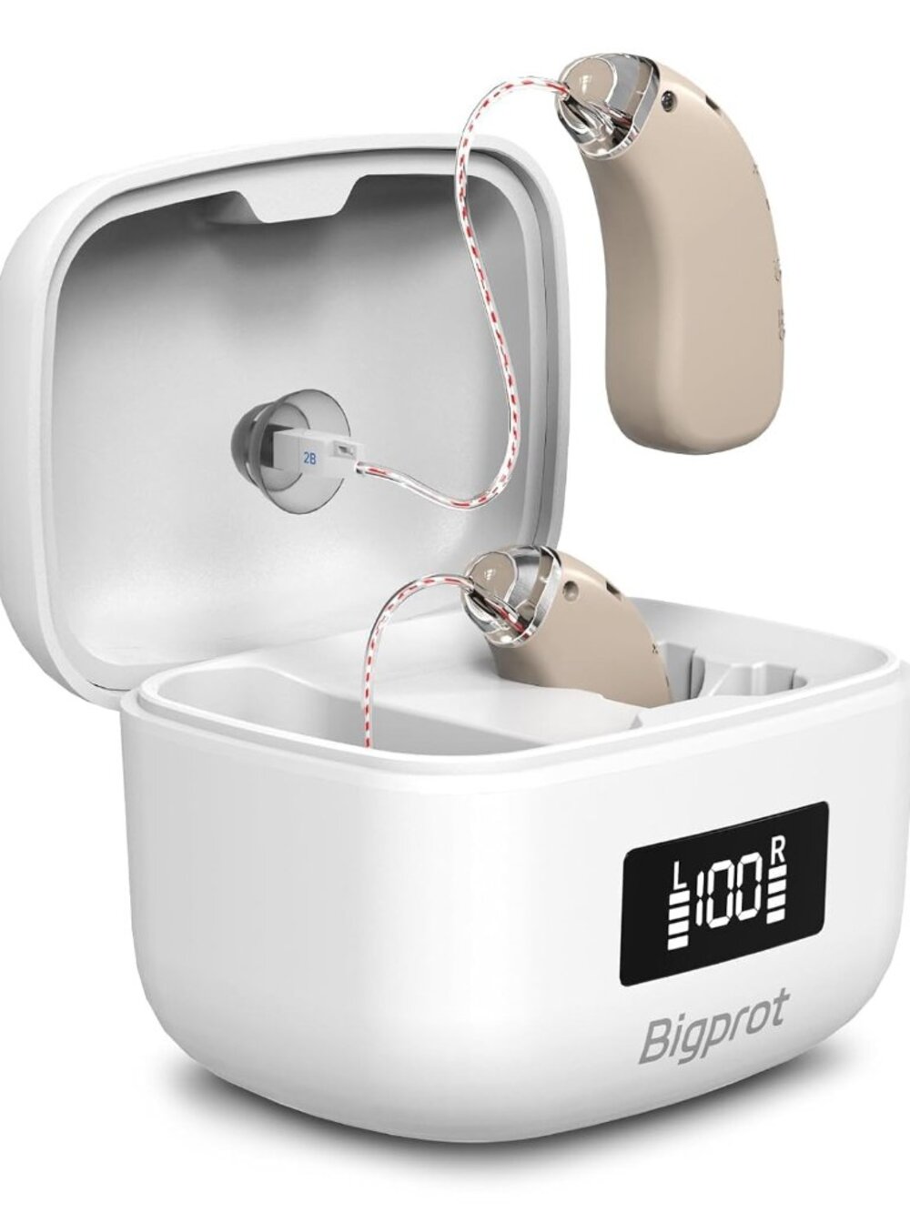 Rechargeable OTC Hearing Aids for Seniors & Adults with Noise Cancellation – Whi